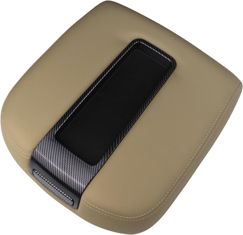 omoZone Floor Center Console Armrest Lid Assembly Carbon Fiber Beige Compatible with 2007-2014 Chevrolet Chevy Avalanche Silverado Suburban Tahoe GMC Sierra Yukon XL Replaces 15217111 - Image 1